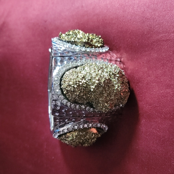 Large Silver and False Fools Gold Statement Braclet - Picture 1 of 6